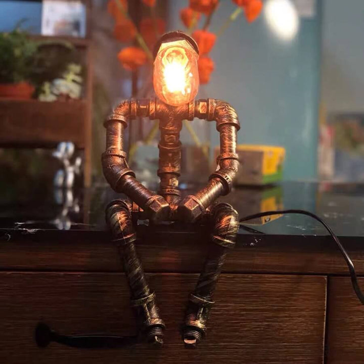 Steampunk Pipe Robot Lamp